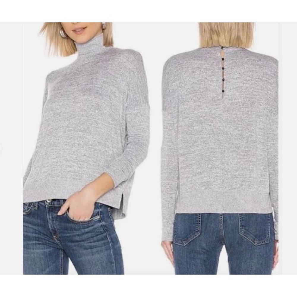 Rag & Bone Bowery Gray Marbled Turtleneck Back Bu… - image 1